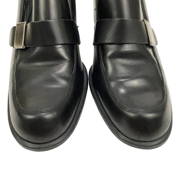Franco Fortini Black Leather Heeled Loafer Slip on Shoes Office Career Womens 11 - Picture 2 of 10